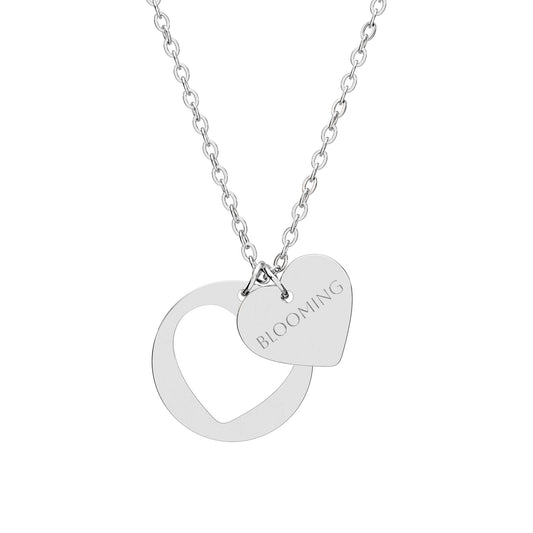Engraved Heart Cutout Blooming Necklace