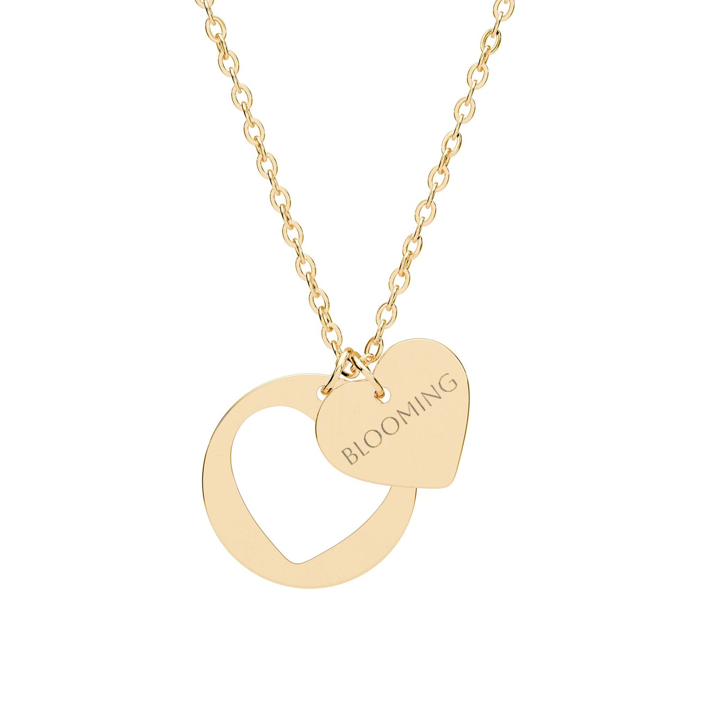 Engraved Heart Cutout Blooming Necklace