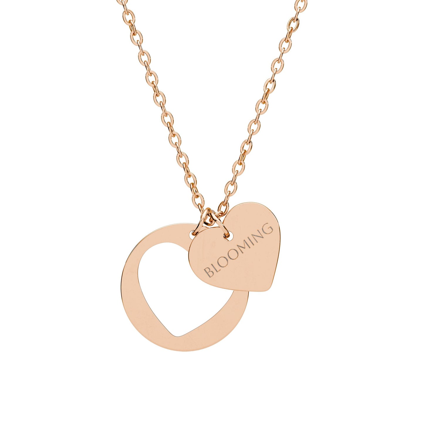 Engraved Heart Cutout Blooming Necklace