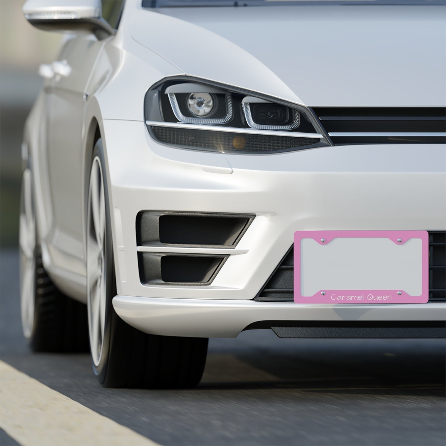 Pink 'Caramel Queen' Metal License Plate Frame