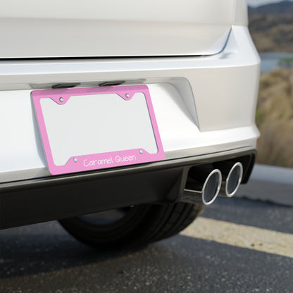 Pink 'Caramel Queen' Metal License Plate Frame